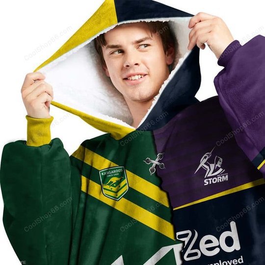 Melbourne Storm NRL Mix Kangaroos Hoodie Blanket Shirt