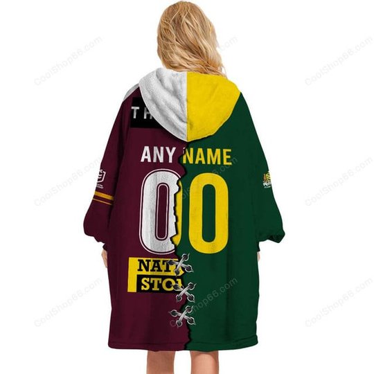 Brisbane Broncos NRL Mix Kangaroos Hoodie Blanket Shirt