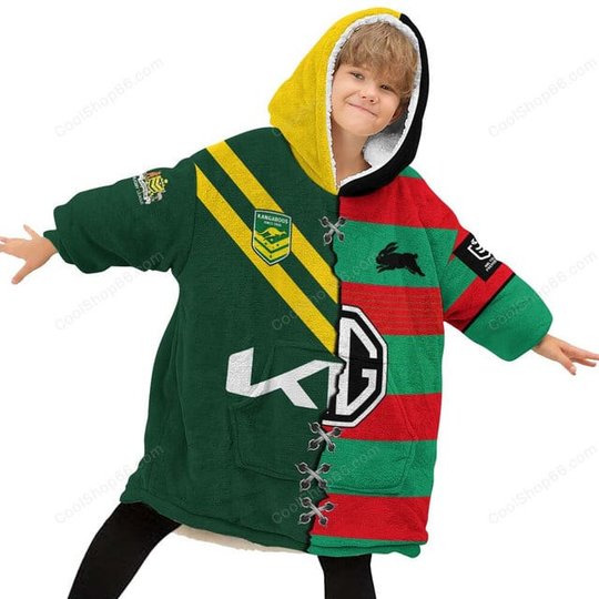 South Sydney Rabbitohs NRL Mix Kangaroos Hoodie Blanket Shirt