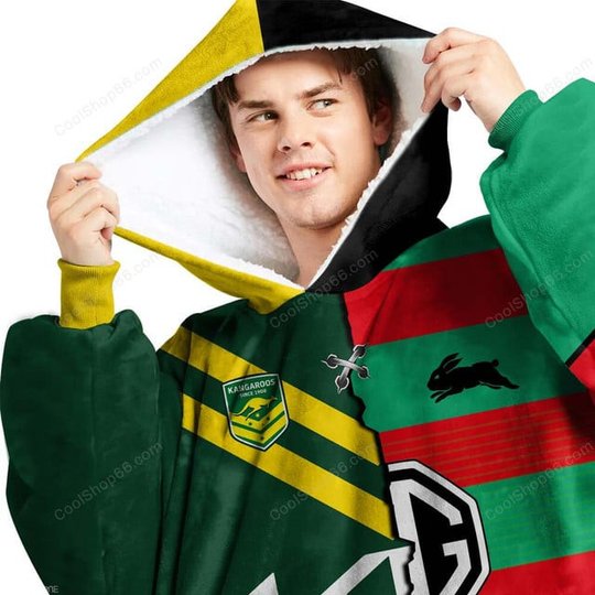 South Sydney Rabbitohs NRL Mix Kangaroos Hoodie Blanket Shirt