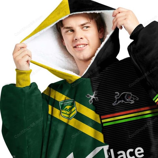 Penrith Panthers NRL Mix Kangaroos Hoodie Blanket Shirt