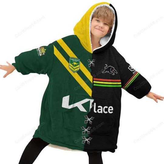 Penrith Panthers NRL Mix Kangaroos Hoodie Blanket Shirt