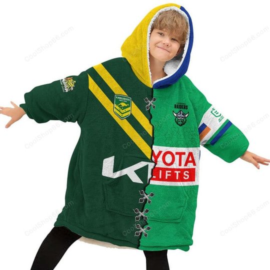 Canberra Raiders NRL Mix Kangaroos Hoodie Blanket Shirt