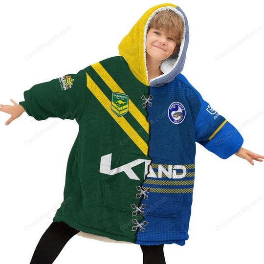 Parramatta Eels NRL Mix Kangaroos Hoodie Blanket Shirt