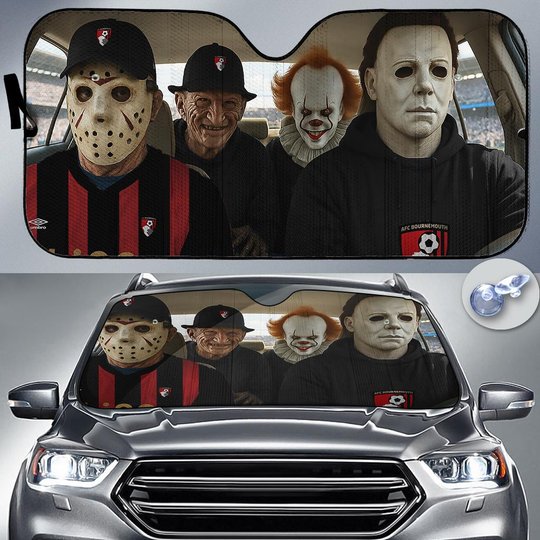 Bournemouth Horror Movie Funny Car Sunshade | EPL Halloween Windshield Cover Funny Car Sunshade Limited Edition