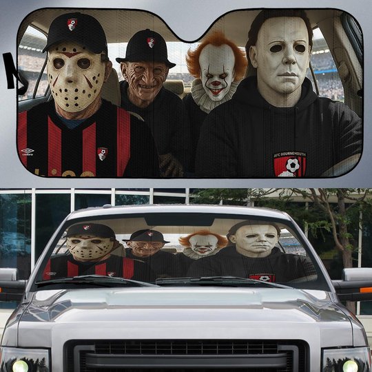 Bournemouth Horror Movie Funny Car Sunshade | EPL Halloween Windshield Cover Funny Car Sunshade Limited Edition