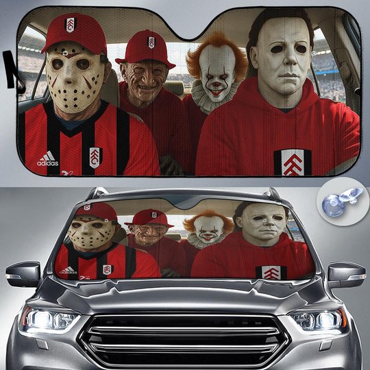 Fulham Horror Movie Funny Car Sunshade | EPL Halloween Windshield Cover Funny Car Sunshade Limited Edition