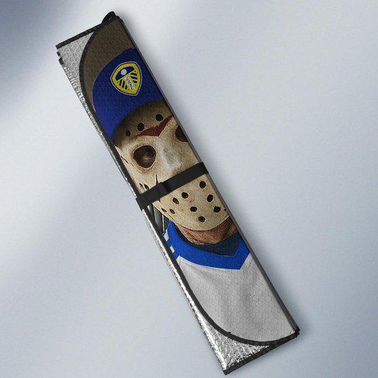 Leeds United Horror Movie Funny Car Sunshade | EPL Halloween Windshield Cover Funny Car Sunshade Limited Edition