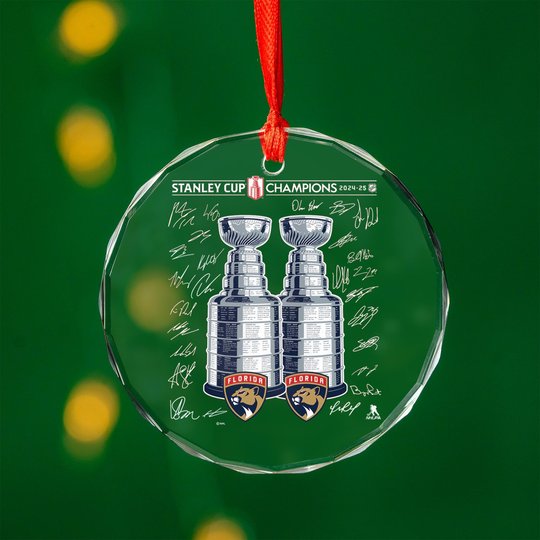 FPanthers Stanley Cup Champions 2025 Back to Back Glass Ornament