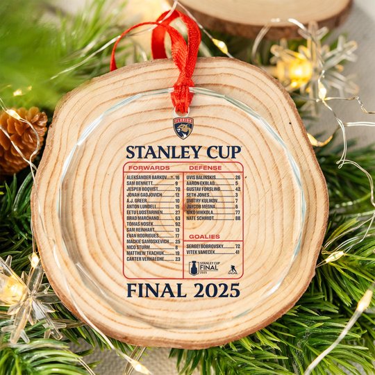 FPanthers Stanley Cup Champions 2025 Back to Back Cup Final Roster Glass Ornament
