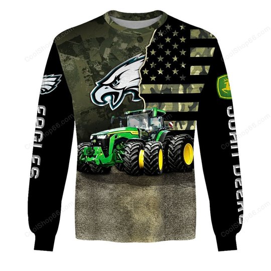 Philadelphia Eagles x John Deere Hoodie | Funny Green Character Premium Hoodie
