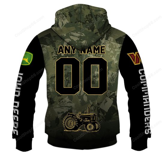 Washington Commanders x John Deere Hoodie | Funny Green Character Premium Hoodie