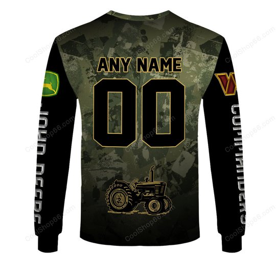 Washington Commanders x John Deere Hoodie | Funny Green Character Premium Hoodie