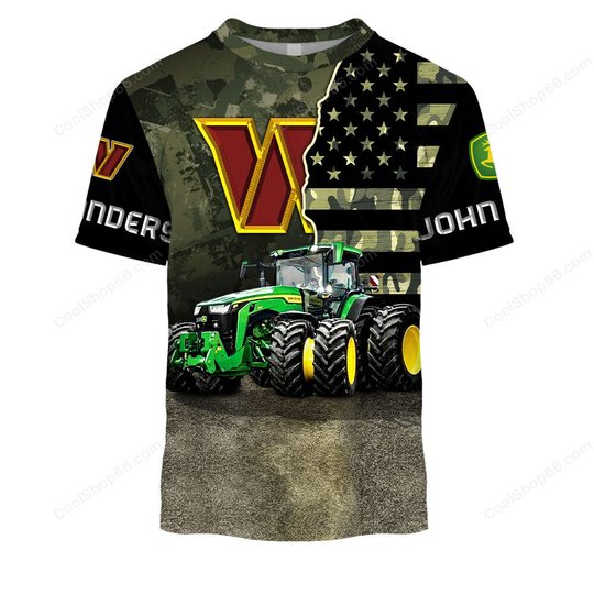 Washington Commanders x John Deere Hoodie | Funny Green Character Premium Hoodie