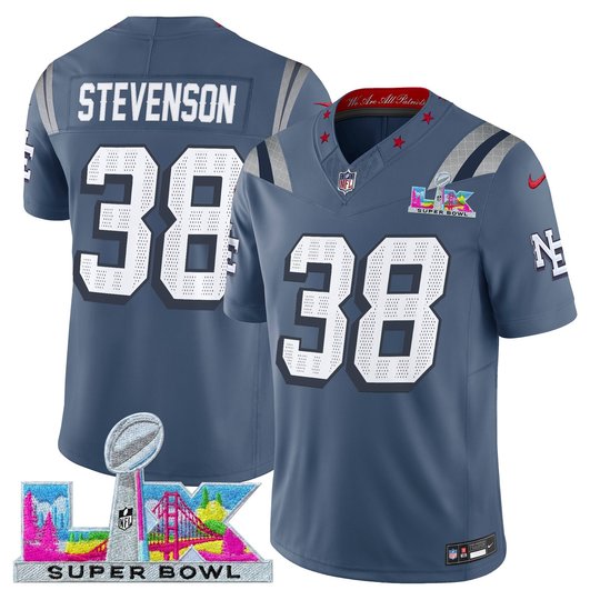 Men's New England Patriots Super Bowl LX Vapor Storm Blue Limited Jersey - All Stitched