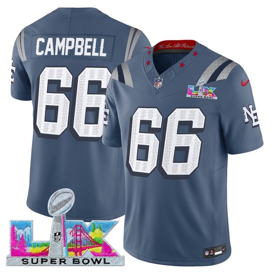 Men's New England Patriots Super Bowl LX Vapor Storm Blue Limited Jersey - All Stitched
