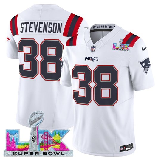 Men's New England Patriots Super Bowl LX Vapor White Limited Jersey - All Stitched