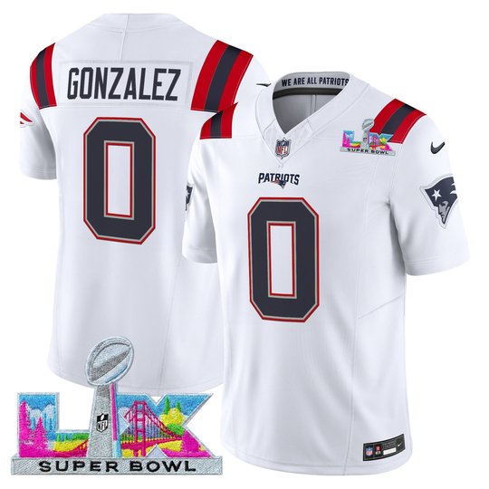 Men's New England Patriots Super Bowl LX Vapor White Limited Jersey - All Stitched