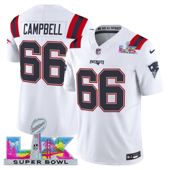 Men's New England Patriots Super Bowl LX Vapor White Limited Jersey - All Stitched