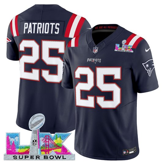 Men's New England Patriots Super Bowl LX Vapor Navy Limited Jersey - All Stitched