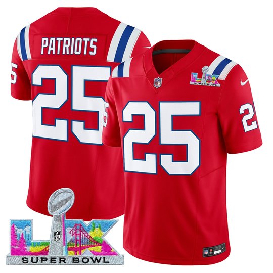 Men's New England Patriots Super Bowl LX Vapor Red Limited Jersey - All Stitched