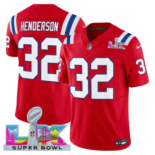 Men's New England Patriots Super Bowl LX Vapor Red Limited Jersey - All Stitched
