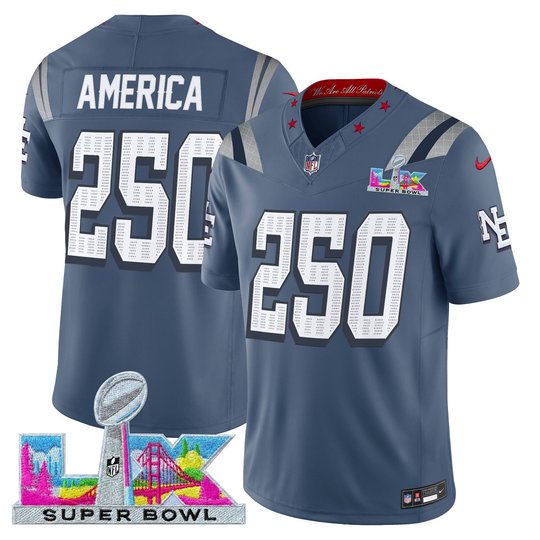 Men's New England Patriots Super Bowl LX Vapor Storm Blue Limited Jersey - All Stitched