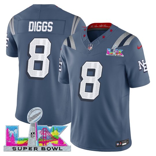 Men's New England Patriots Super Bowl LX Vapor Storm Blue Limited Jersey - All Stitched