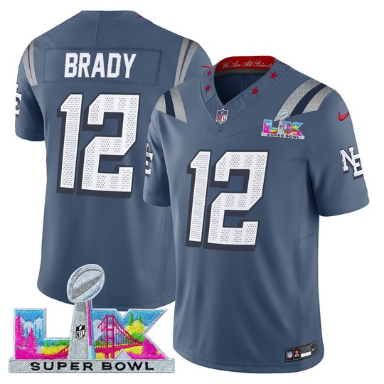 Men's New England Patriots Super Bowl LX Vapor Storm Blue Limited Jersey - All Stitched