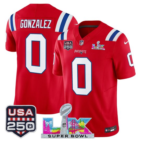 Men's New England Patriots "Super Bowl LX & United States 250th Anniversary Patch" Vapor Limited Jersey - All Stitched