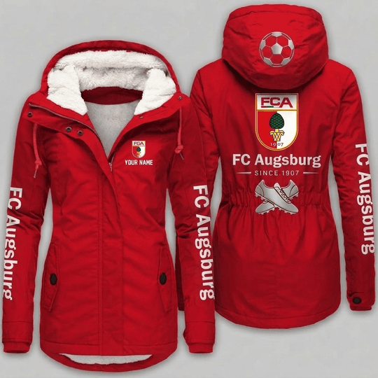 FC Augsburg Bundesliga Woman Winter Fleece Jacket Custom Name