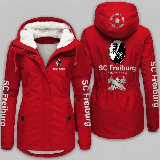 SC Freiburg Bundesliga Woman Winter Fleece Jacket Custom Name