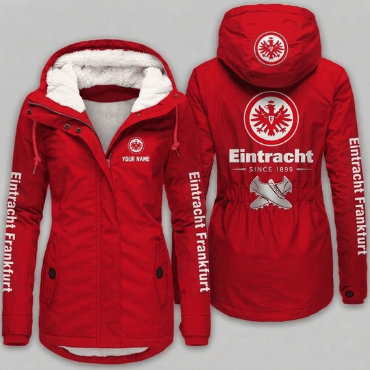 Eintracht Frankfurt Bundesliga Woman Winter Fleece Jacket Custom Name