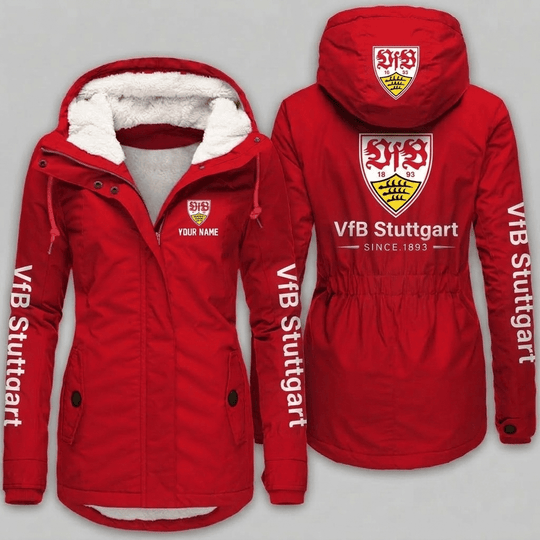 VfB Stuttgart Bundesliga Woman Winter Fleece Jacket Custom Name