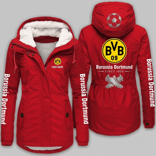 Borussia Dortmund Bundesliga Woman Winter Fleece Jacket Custom Name