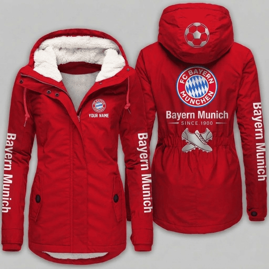 Bayern Munich Bundesliga Woman Winter Fleece Jacket Custom Name