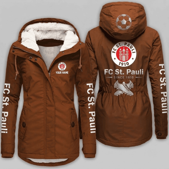 FC St. Pauli Bundesliga Woman Winter Fleece Jacket Custom Name
