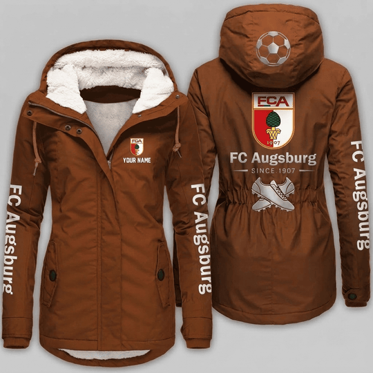 FC Augsburg Bundesliga Woman Winter Fleece Jacket Custom Name