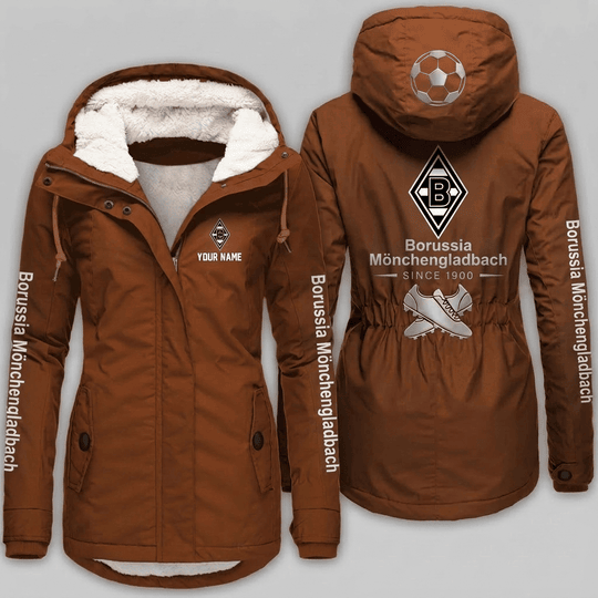 Borussia Mönchengladbach Bundesliga Woman Winter Fleece Jacket Custom Name