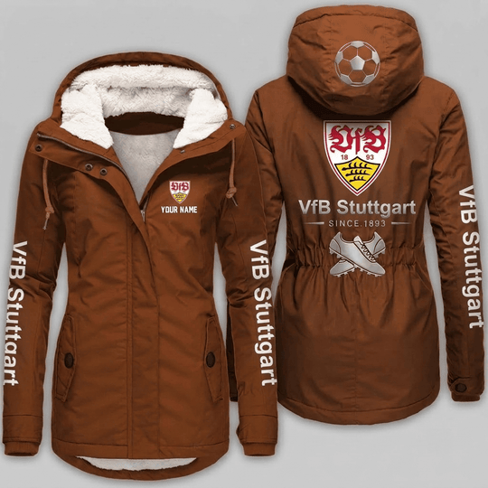 VfB Stuttgart Bundesliga Woman Winter Fleece Jacket Custom Name