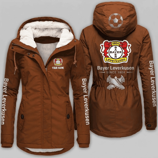 Bayer Leverkusen Bundesliga Woman Winter Fleece Jacket Custom Name