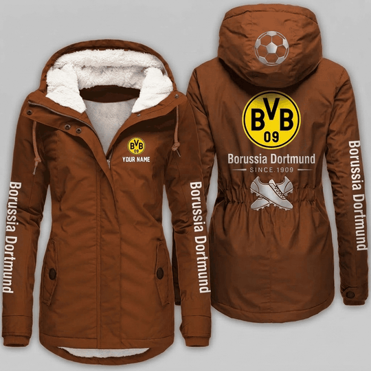 Borussia Dortmund Bundesliga Woman Winter Fleece Jacket Custom Name