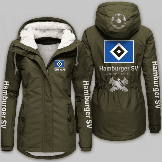 Hamburger SV Bundesliga Woman Winter Fleece Jacket Custom Name