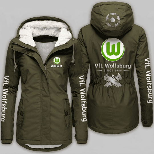 VfL Wolfsburg Bundesliga Woman Winter Fleece Jacket Custom Name