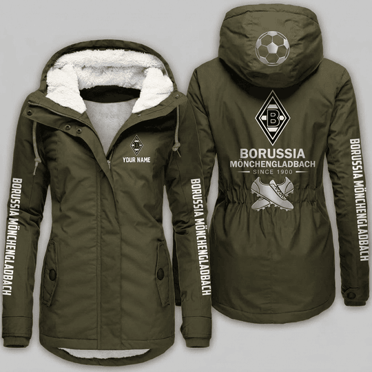 Borussia Mönchengladbach Bundesliga Woman Winter Fleece Jacket Custom Name