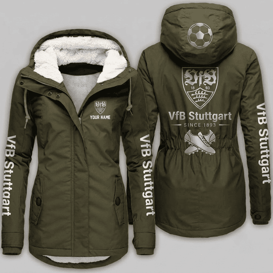 VfB Stuttgart Bundesliga Woman Winter Fleece Jacket Custom Name