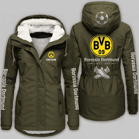Borussia Dortmund Bundesliga Woman Winter Fleece Jacket Custom Name