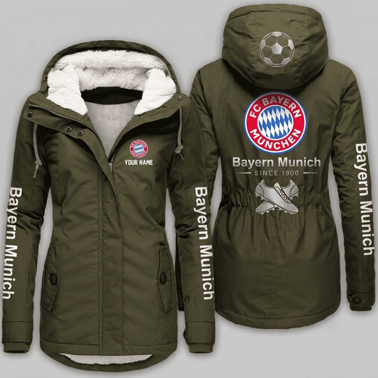 Bayern Munich Bundesliga Woman Winter Fleece Jacket Custom Name