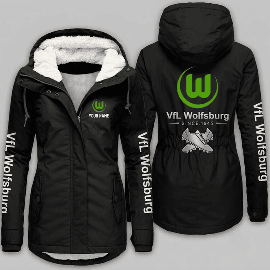 VfL Wolfsburg Bundesliga Woman Winter Fleece Jacket Custom Name