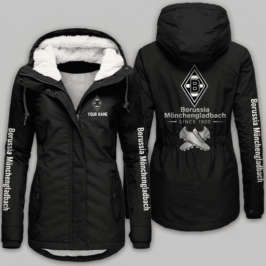 Borussia Mönchengladbach Bundesliga Woman Winter Fleece Jacket Custom Name